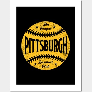 Pittsburgh Retro Big League Baseball - Black Posters and Art